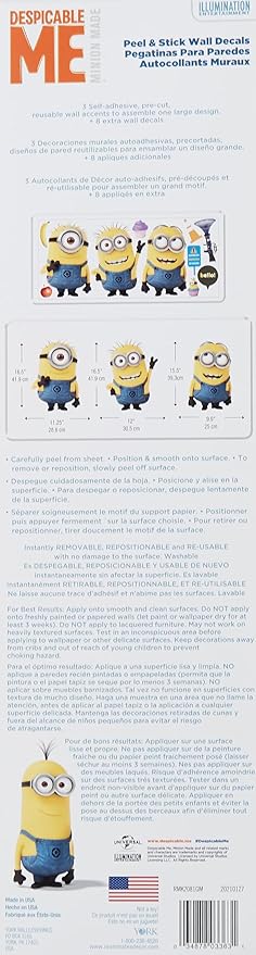 RoomMates RMK2081GM Despicable Me 2 Minions 12" x 48.5" Yellow Giant Giant Wall Decals, 11 Pieces (Pack of 4)