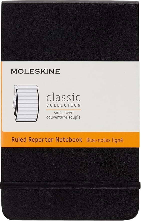 Moleskine Reporter Notebook, Pocket, Ruled, Black, Soft Cover (3.5 x 5.5)