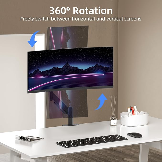 Suptek Ultrawide Monitor Arm Mount for 17 to 49 Inch Heavy Duty Curved Screen,Holds 46.2 lbs,Adjustable Gas Spring Monitor Arm Desk Mount Stand,75/100mm Vesa Mount,Black