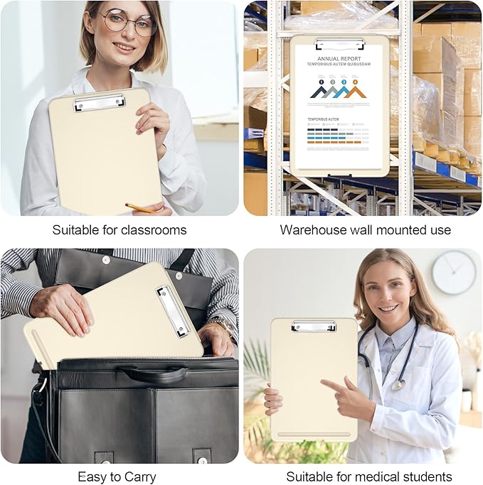 Hongri Clipboard with Storage, 8.5 x 11 Nursing Clip Board Foldable Storage for Nurses, Lawyers, Students, Classroom, Office, School, Size 13.4 x 9.4 X 0.9 in, Khaki