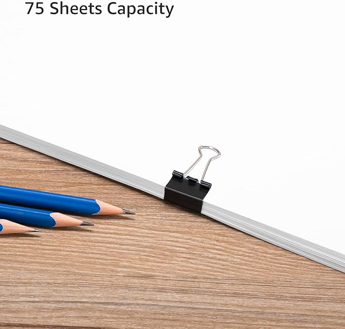 Amazon Basics Sturdy Binder Clips, Office Supplies, Small 0.75 in, Document Organizing, School Supplies, Black, 144 Count