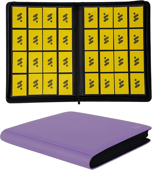 Card Binder 16 Pocket,Trading Card Binder Holds up to 1408 Cards with 44 Sleeves,Zipper Card Holder Album Compatible with TCG Card/Game Cards/Sports Card-Lavender Purple
