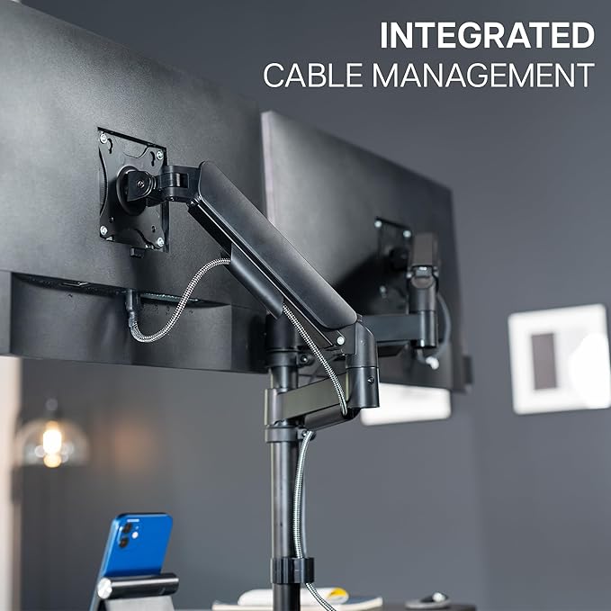 VIVO 36 inch Standing Desk Converter with Dual Monitor Mount for up to 32 inch Screens, Height Adjustable Riser with Mechanical Spring Arms, Black, DESK-KIT-036K2K
