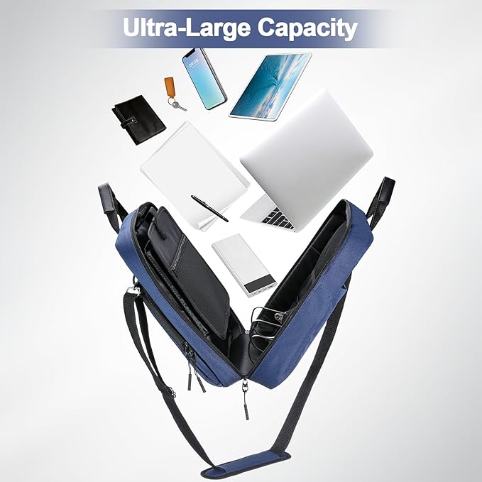 4 Inch 3 Ring Zipper Binder D-Ring, Binder with Strap 800 Sheet Capacity & Multi-Pockets School and Office Binder Organizer, Compatible with 13-Inch MacBook(Patent Design Dark Blue)
