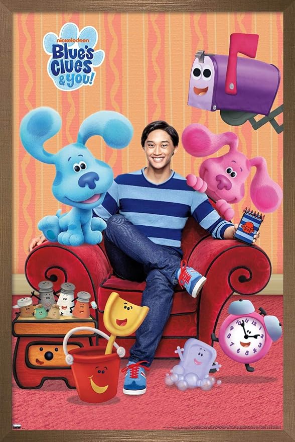 Nickelodeon Blue's Clues - Group Wall Poster, 34L" x 22.4W", Bronze Framed Version