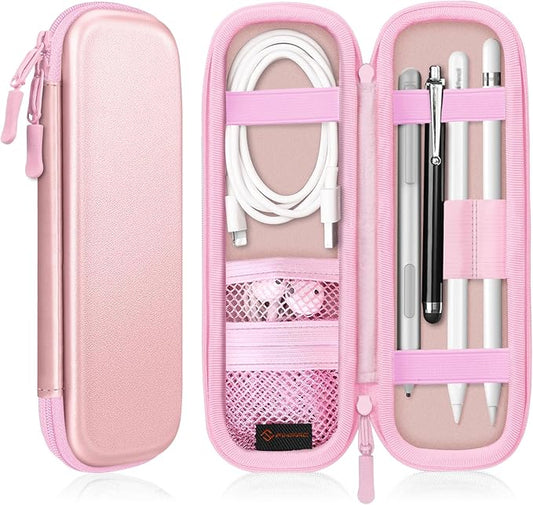 Fintie Holder Case for Apple Pencil Pro, Apple Pencil (USB-C / 1st / 2nd Generation), PU Leather Carrying Bag Sleeve Compatible with Pen, USB Cable, Samsung Stylus, Rose Gold