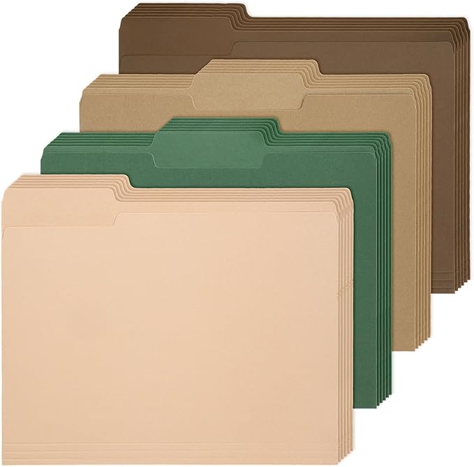 Whaline 24 Pack Woodland Themed File Folders Letter Size 4 Colors Sage Green Brown Fall File Pockets with 1/3 Cut Tab Mallard Duck Theme Paper Folder for Office Classroom Supplies, 8.9 x 11.6 Inch