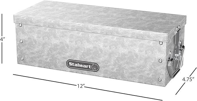 Lock Box with Folding Handle - Durable Metal Storage Chest with Stackable Design to Secure Valuables, Cash, Jewelry, and Weapons by Stalwart (Silver)