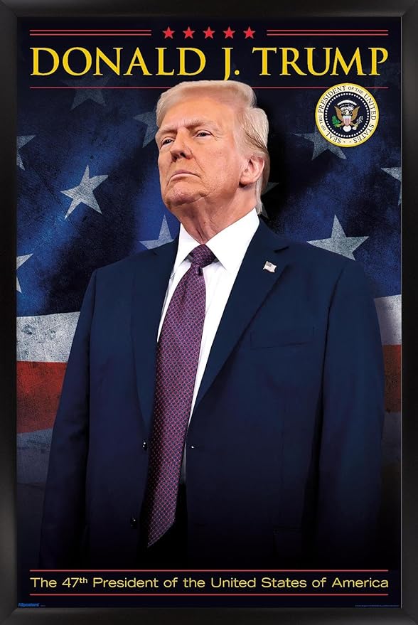President Donald Trump - 47th President Wall Poster, 22.4L" x 14.7W", Black Framed Version
