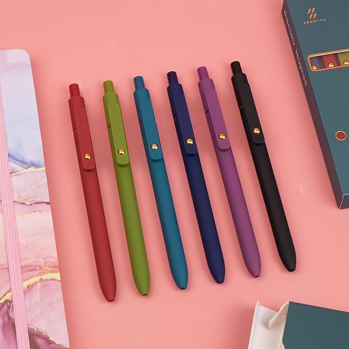 Ddaowanx Colorful Gel Pens, 0.5mm Fine Point Retractable, Cute Pens with Colored Writing and Sketching,Gifts for Nurse (24Pcs-Vintage Colors)