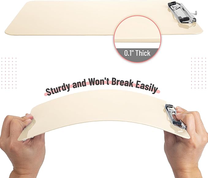 Mr. Pen- Plastic Clipboard, 12.5” x 9”, Ivory, Clipboard Plastic, Low-Profile Metal Clip with Retractable Hanging Hole