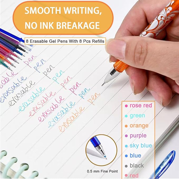 23 Pcs Aesthetic Highlighter and Erasable Pen Set, including 6 Bible Highlighters, 8 Erasable Pens, 8 Refills and 1 Eraser,No Bleed, Perfect for Bible Study Journaling Planner Notes School Supplies