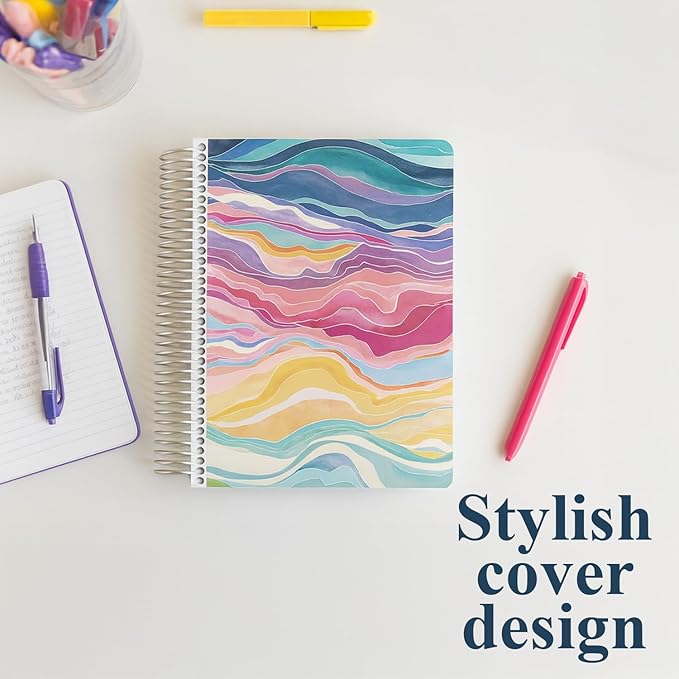 Erin Condren 7" X 9" Spiral Bound Productivity Notebook, Multicolor Layers, Functional 160 Lined Page and 80Lb Thick Paper Spiral Notebook, Stickers Included