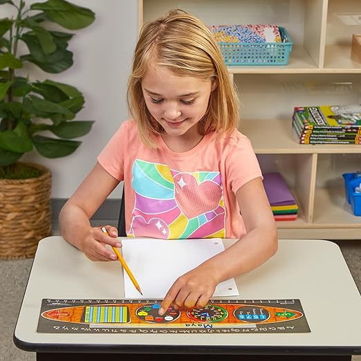 Really Good Stuff 24PK Zaner-Bloser Self-Adhesive Vinyl Desktop Reference Nameplate with Letters, Numbers, 120 Grid-Traditional Manuscript Name Tags