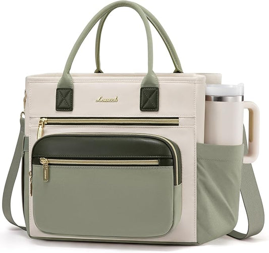 LOVEVOOK Insulated Lunch Bag Women,Wide Opening Adult Lunch Box Women,Leakproof Cooler Bag for Work Picnic Beach Family College,Lunch Teacher Tote Bag with Adjustable Shoulder Strap and Cup Holder