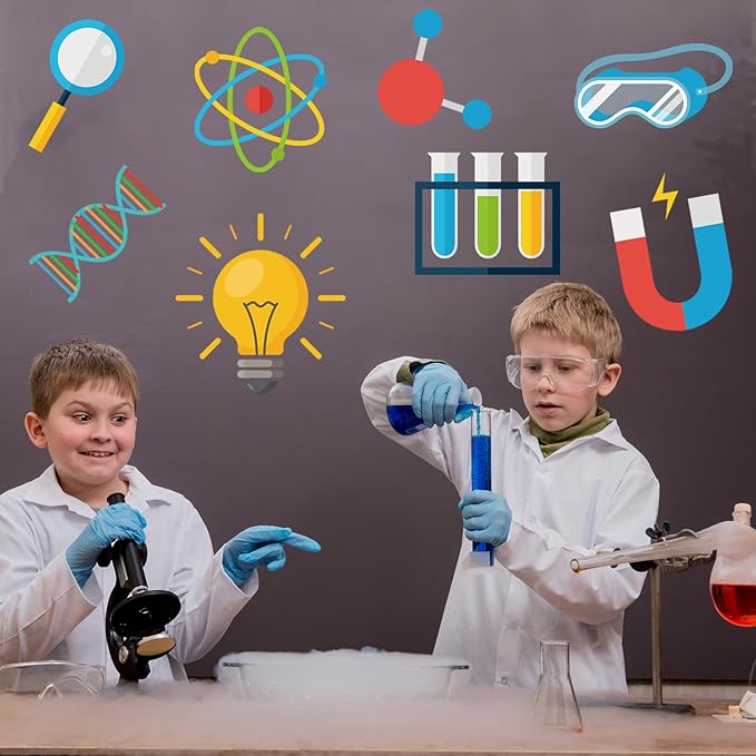 78Pcs Science Classroom Bulletin Board Decorations with Borders, Classroom Decor Paper Cutouts Teacher Must Haves Science Theme Back to School Home Office Decorations