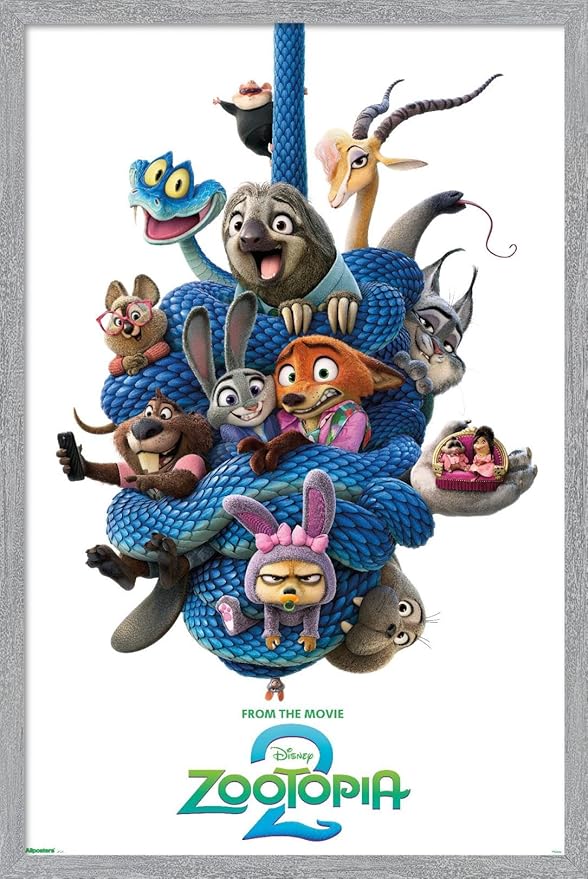Disney Zootopia 2 (2025) - Group One Sheet Wall Poster, 22.4L" x 14.7W", Gray Framed Version