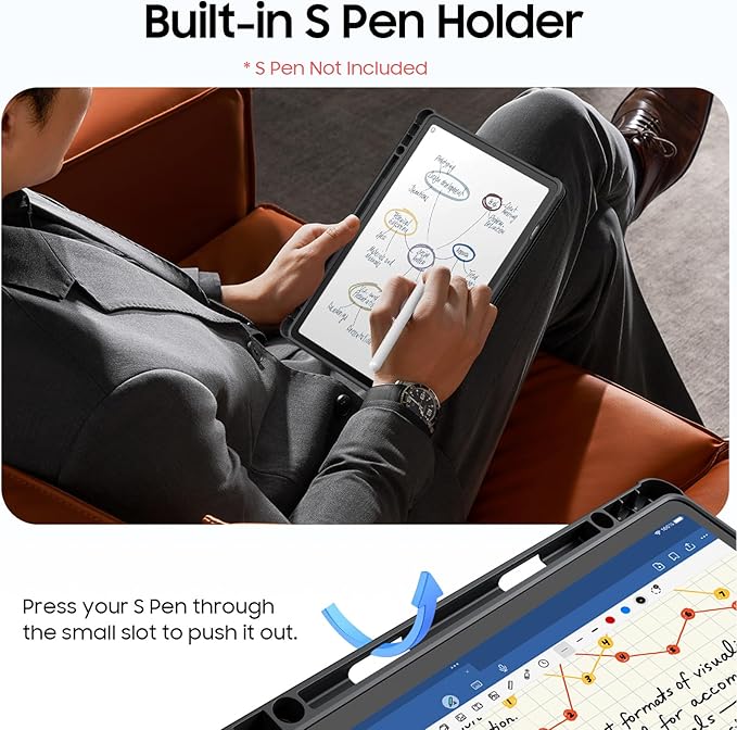 Fintie 360 Degree Rotating Case for Samsung Galaxy Tab S10 Lite/ S10 FE/ S9 FE 5G 10.9 Inch/Tab S9 11 Inch with S Pen Holder, Swiveling Protective Stand Clear Back Cover, Black
