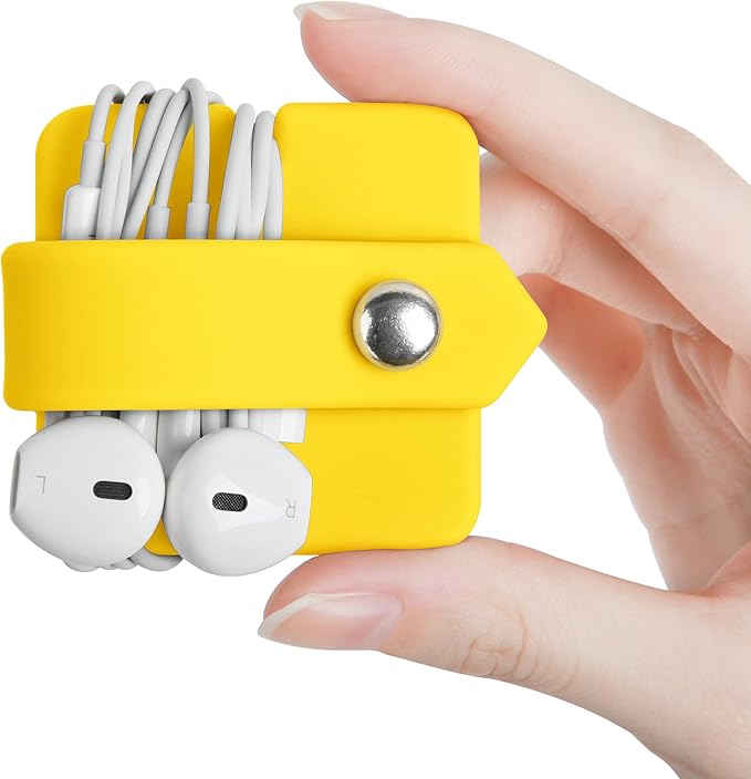 Cord Organizer Tangle-Free Earphone Organizer Headphone Earphone Cable Organizer Cord Wrap Winder Earbuds Wrap Winder Cord Manager Cable Winder(Blue&Yellow, Set of 2)