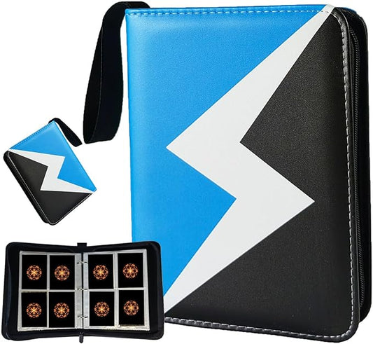 Card Binder 4 Pocket, 3-Ring 400 Pockets Zipper Card Holder Album with Removable 50 Sleeves, Card Folder Book for Trading Cards, MTG, TCG, Yugioh Cards, Sports Cards (Blue)