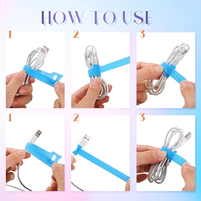 TaoBary 48 Pcs Cord Labels Electronics & Reusable Cable Ties for Charging Cords Organizer, 24 Labels Tags 24 Fastening Ties for Management Home Supplies Office Desk