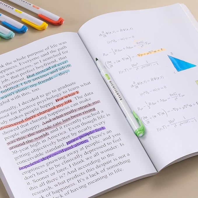 ZWlOT 30 Count Dual-Tip Highlighter Marker Set, Highlighters Assorted Colors, Quick-Drying Dual-Tip Fine-Point Highlighter Pen, Non-Bleeding Ink, Ideal for Bible Journals, Books and Notes (30 colors)