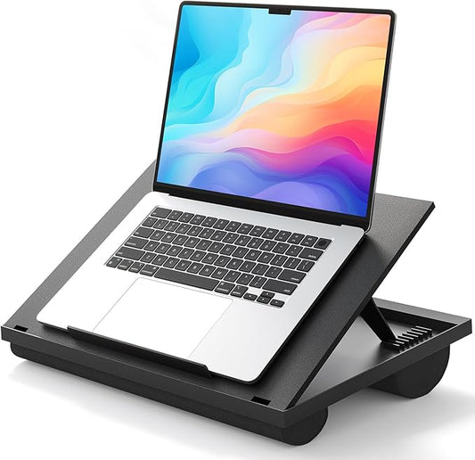HUANUO Laptop Desk, Portable Laptop Stand Fits Up to 15.6 Inch Laptops, Adjustable with 8 Angles Lap Desks for Adults - Dual Cushion Desk for Sofa, Bed, Car or Work Table