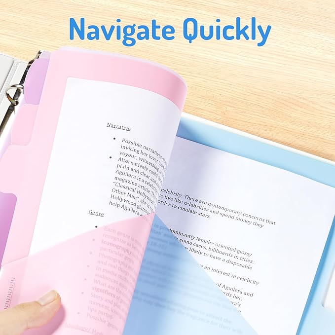 Forvencer 24 Count Dividers with Two Pockets, 8 tab Binder Dividers for 3 Ring Binder Organizer, Binder Divider with Tabs for School Office and Home Organization, Multicolor, 3 Sets