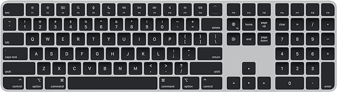 Apple Magic Keyboard with Touch ID and Numeric Keypad: Wireless, Bluetooth, Rechargeable. Works with Mac Computers with Apple Silicon; US English - Black Keys