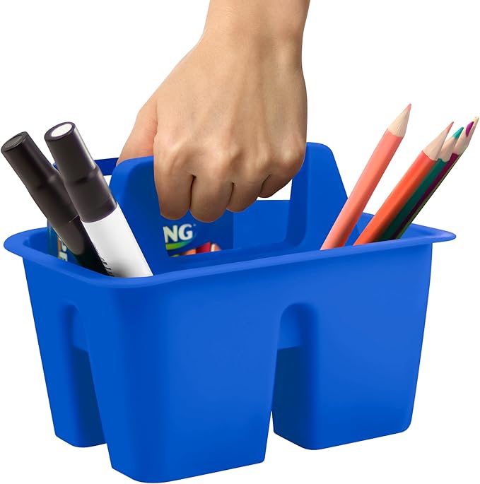 Storex Mini Classroom Caddy, Multipurpose Classroom Organizer with Handle, Red, Pack of 12 (01063U12C)