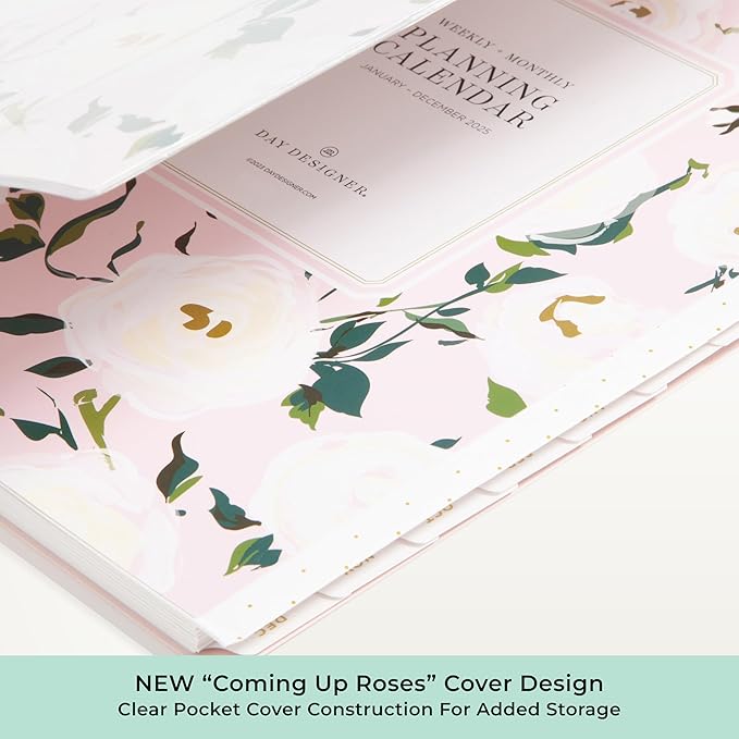 Blue Sky Day Designer 2026 Weekly and Monthly Planner Calendar, January 2026 - December 2026, 8.5" x 11", Clear Pocket Cover, Durable Twin Wire Binding, Includes Storage Pocket, Stickers, Coming Up Roses