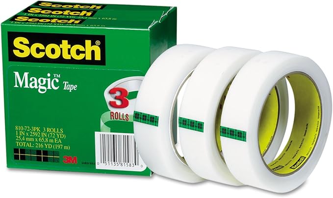 Scotch 810723PK Magic Tape Refill, 1-Inch x 2592-Inch, 3-Inch Core, 3/Pack