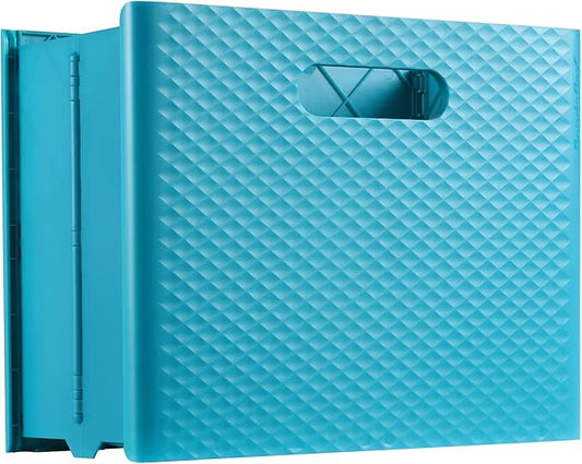 Pendaflex Mobile File Box with Handles, Portable Document Storage, File Bin for Home and Office, Easy Set Up, Collapse Down and Store Away, 13"W x 10"H x 6.5"D, Holds Letter Size Files, Teal (126120)