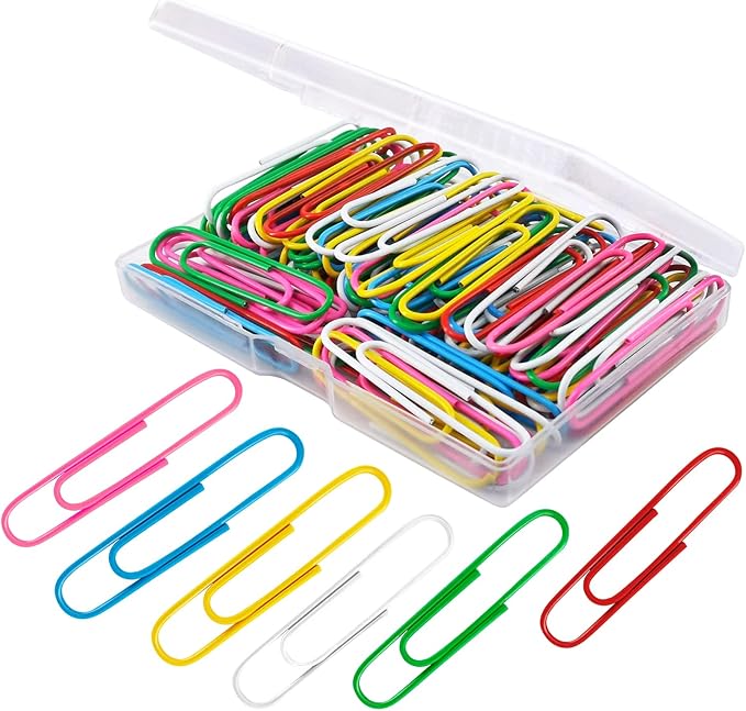 Paper Clips, 100Pcs 2 Inch Large Paperclips, Assorted Colored Coated Jumbo Reusable Big Paperclips, Large Colored Paper Clips for Office School Document Organizing