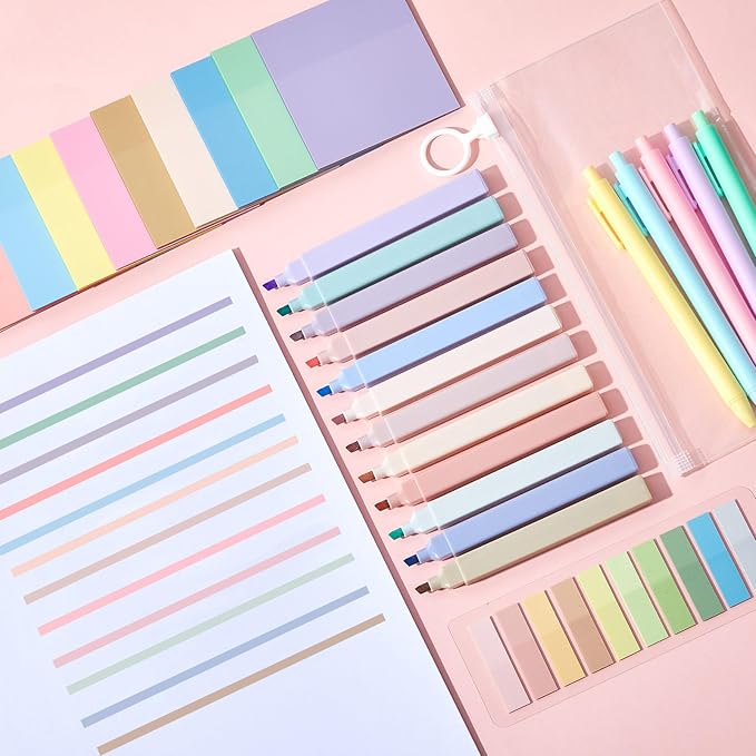 Jutom 38 Pcs Bible Journaling Study Kit for Women, Book Annotation Supplies with Highlighters Pens, Tabs, Sticky Notes, Markers for Christian Office Bible Study Supplies(Pastel Color,Square)
