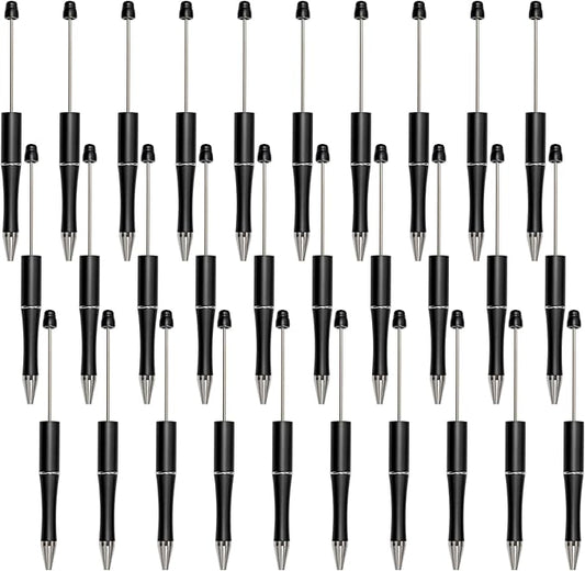 jiebor 30Pcs Black Beadable Pens Plastic Bead Ballpoint DIY Cute Cool Pens Black Ink for Women Men Bridal Graduation Gift Office Supplies