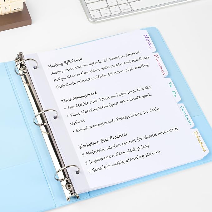 Forvencer Blank Writable Binder Dividers, 1/5 Cut Tabs, 3 Hole Punch Dividers with Reinforced Edge, Binder Dividers with Tabs, Letter Size, 12 Sets, 60 Dividers, White