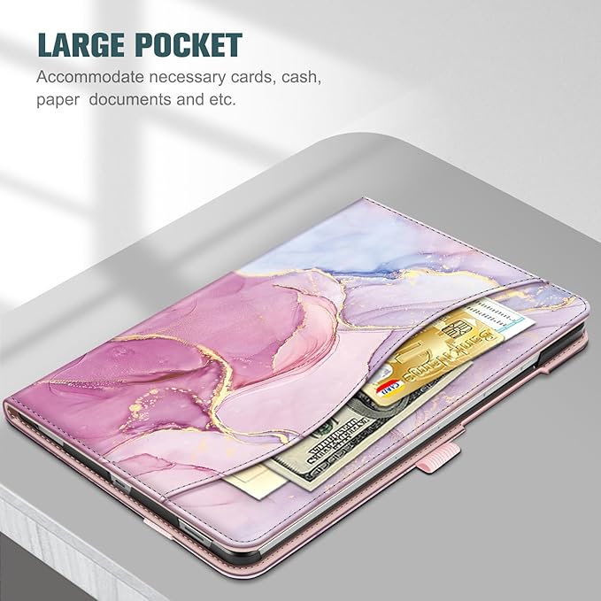 Fintie Case for Samsung Galaxy Tab S10 Lite/ S10 FE/ S9 FE 5G 10.9 Inch/Tab S9 11 Inch with S Pen Holder, Multi-Angle Viewing Protective Cover with Pocket, Auto Sleep/Wake, Dreamy Marble