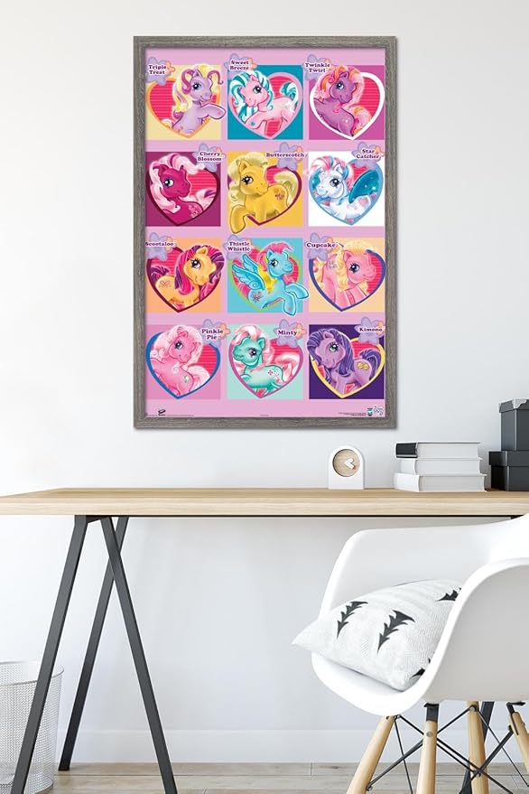 Trends International Hasbro My Little Pony - Chart Wall Poster, 22.375" x 34", Barnwood Framed Version