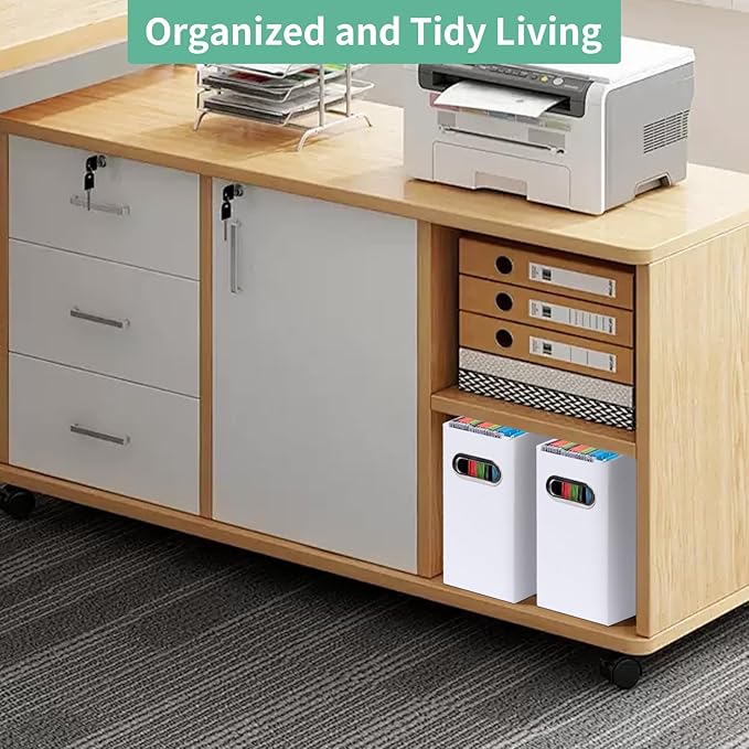 Collapsible File Organizer Box with Handle,12.20x5.11x9.84Inches, Filing Organizer for Home or Office, Small Portable File Box (3 Packs, White)