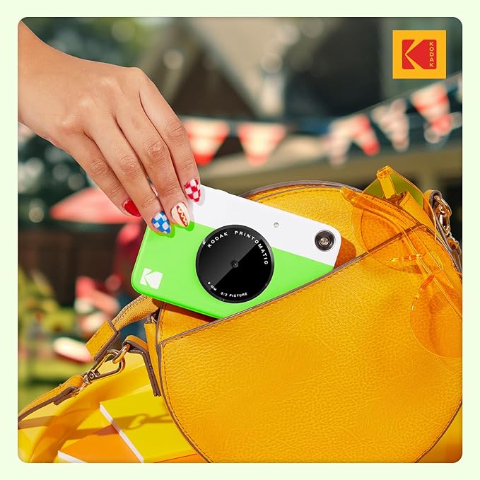 Kodak Printomatic Full-Color Instant Print Digital Camera - 75 Sheets Bundle - Prints On Zink 2x3 Sticky-Back Photo Paper - 5MP, Portable, Creative Fun Gift for Birthday, Christmas, Holiday - Green
