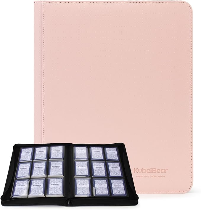 Toploader Binder – 360 Capacity, Zippered Trading Card Holder for MTG, Sports & Collectible Cards – Acid-Free, Durable & Travel-Friendly Storage (Pink dots, Toploader Binder)