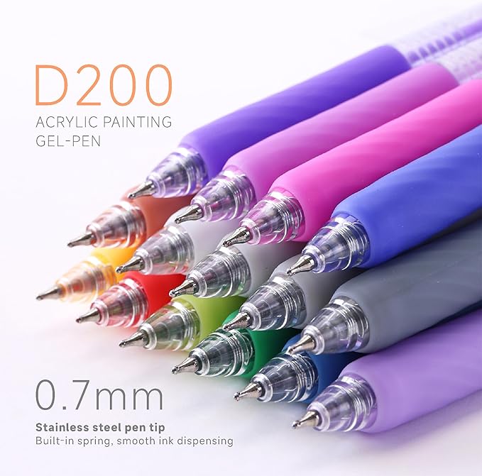 36 Color 0.7mm Fine Pointed Acrylic Gel Pens Coloring for Adult Painting, Writing, Marking, Student Stationery