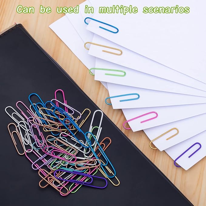 Paper Clips, 200pcs Jumbo and Medium （2 inch & 1.3 inch） Colored Clip, Large PaperClips Assorted Colors Sizes, Paper Clips for Paperwork Office School and Personal Use