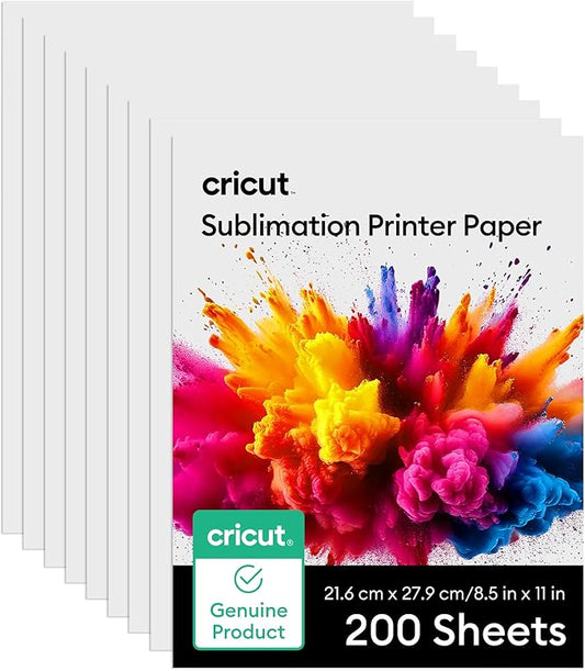 Cricut Sublimation Printer Paper - 200 Sheets (8.5" x 11") - Letter Size - Compatible with Sublimation Printer and Sublimation Ink (120gsm)