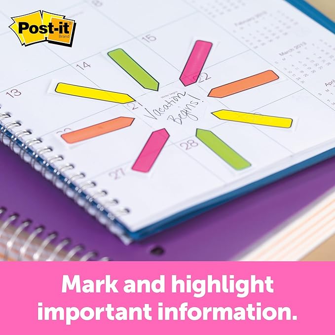 Post-it Arrow Flags, Assorted Bright Colors, .47 in Wide, 96 Flags/Pack (684-ARR4), 3 Pack, 288 Total Flags