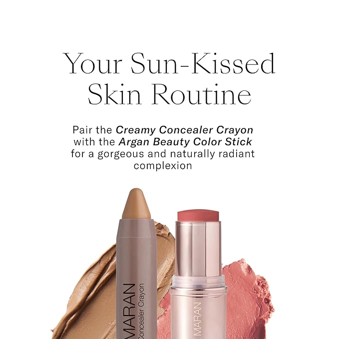 Josie Maran Argan Cream Concealer Crayon - Blemish & Under Eye Concealer Stick - Hydrating Luminous Finish with Buildable Coverage - Non-Comedogenic, Creaseless & Non-Cakey Formula - Medium 1 (0.1 oz)