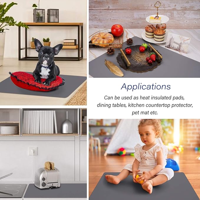 Gartful Silicone Craft Sheet Dark Gray 27.6" x 19.7" - Large Nonstick Nonskid Desk Work Mat & Countertop Protector