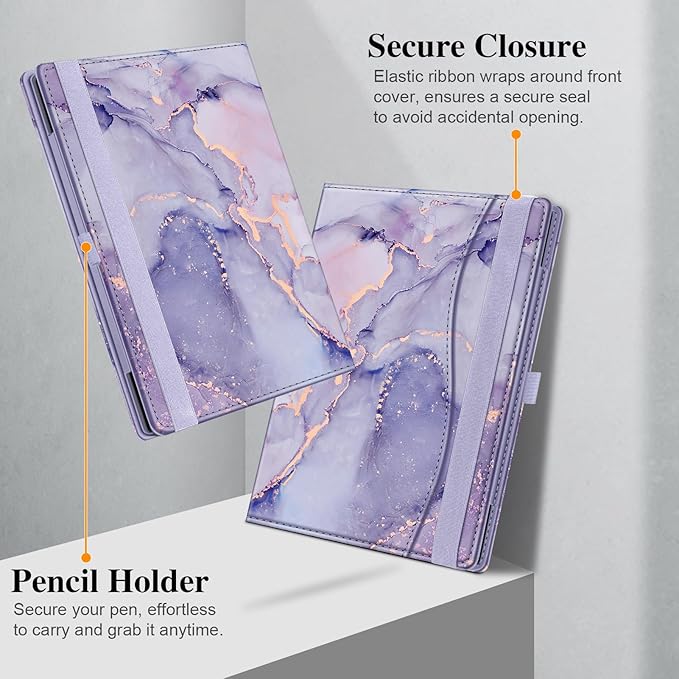 Fintie Case for 10.3" Boox Note Air 5 C (2025)/ Note Air4 C (2024)/ Note Air3 C/ Air3 B/W (2023) Tablet ePaper -Premium PU Leather Stand Cover Auto Sleep/Wake with Card Slot & Pen Holder, Lilac Marble