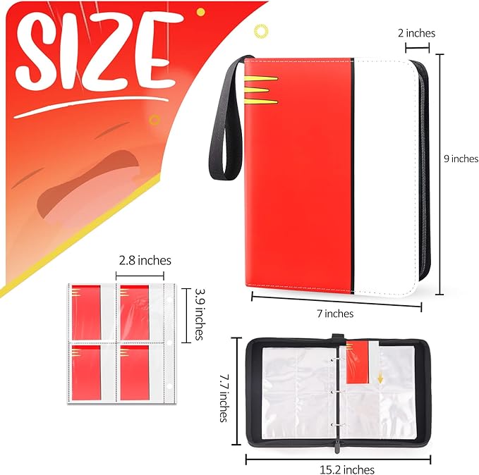 Card Binder 4 Pocket, Collectible Trading Card Albums Fits 400 Cards with 50 Removable Sleeves, Portable Trading Card Binder Collection Album Holder, Game Card Case book With Zipper for Gifts, L-Green